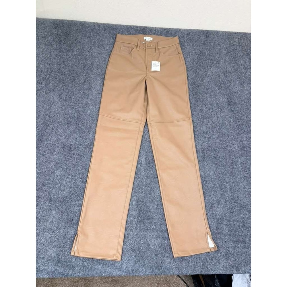 NWT Good American WARM CARAMEL003  Faux Leather Jeans Womens‎ Size 2 GBL515T